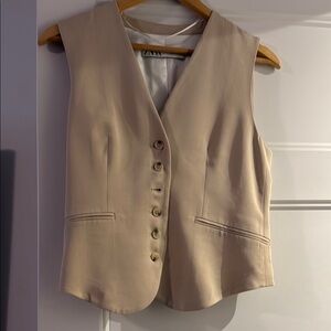 New Zara Cream Structured Vest Tailored Fit